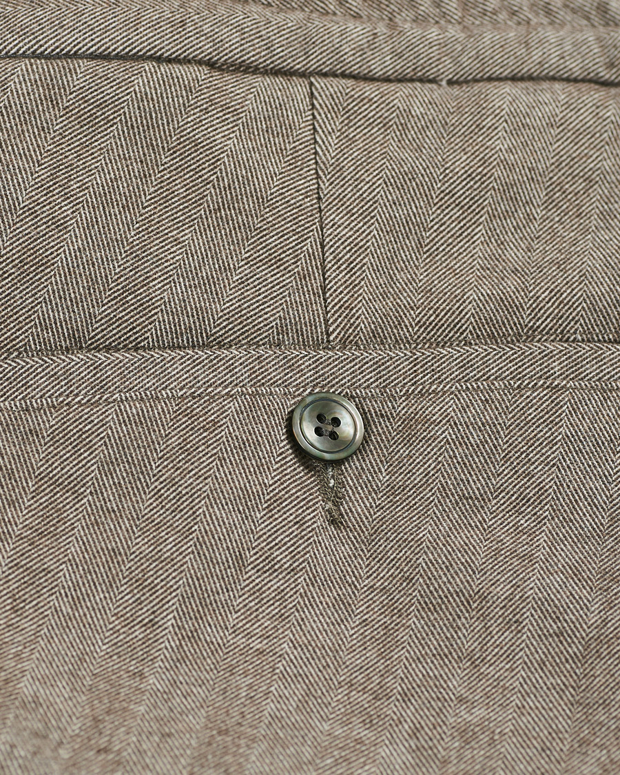 Homme | Pantalons | Oscar Jacobson | Nolan Drawstring Herringbone Trousers Light Brown