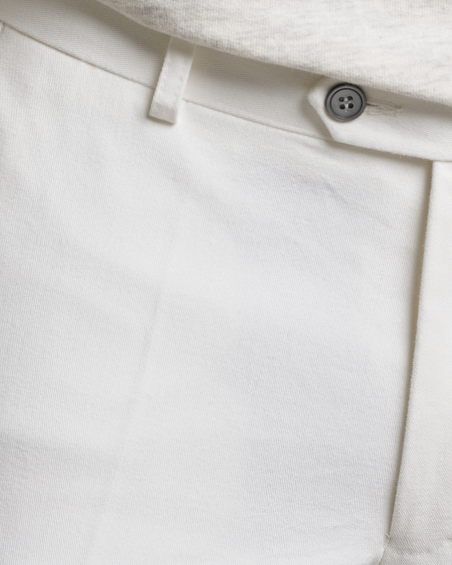 Homme | Pantalons | Oscar Jacobson | Denz Brushed Cotton Turn Up Trousers Off White