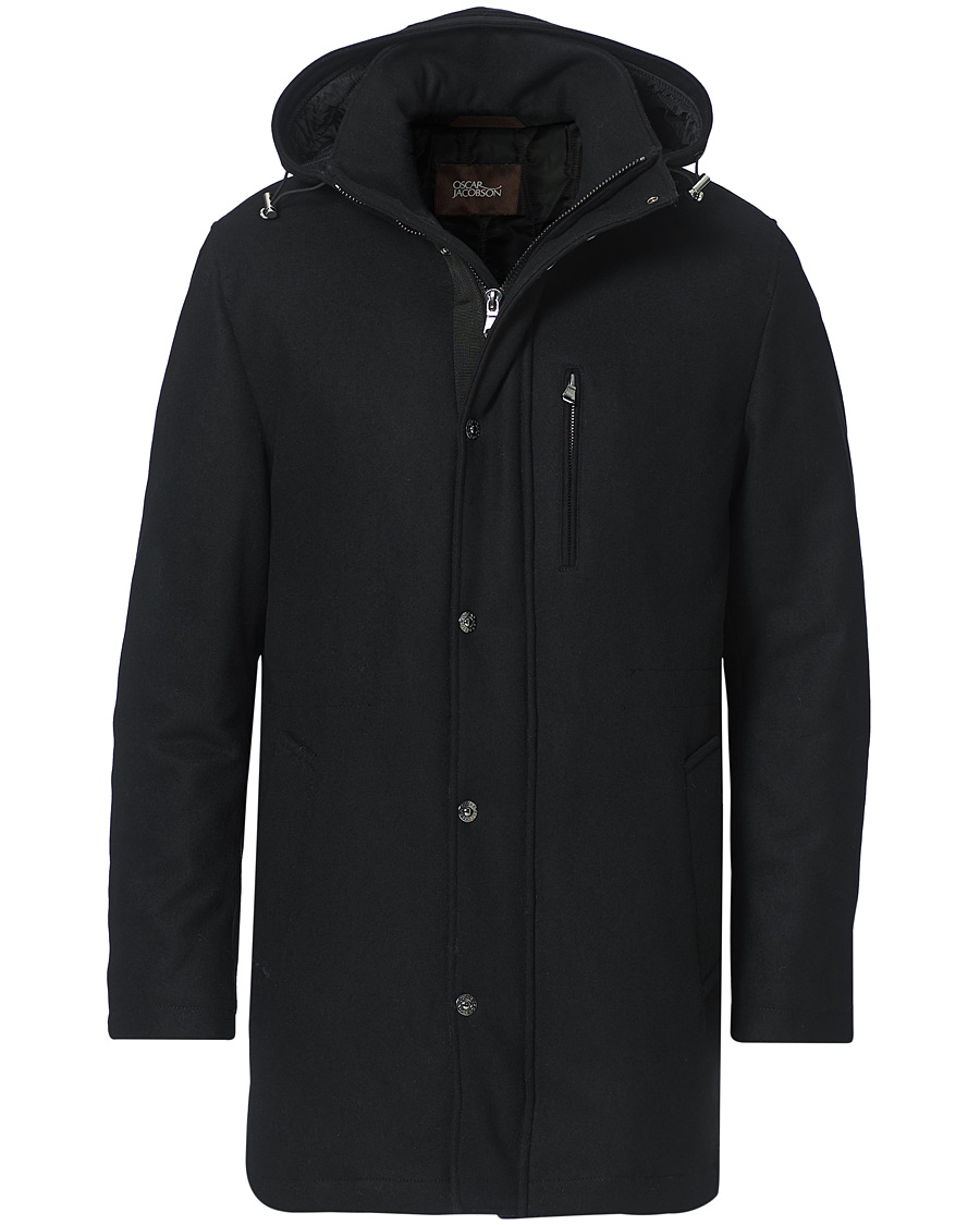 Heren | Jassen | Oscar Jacobson | Dammond Padded Wool Parka Black