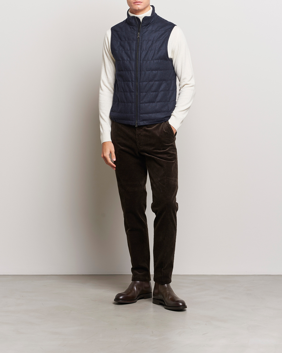 Heren | Jassen | Oscar Jacobson | Liner EVO Flannel Waistcoat Navy