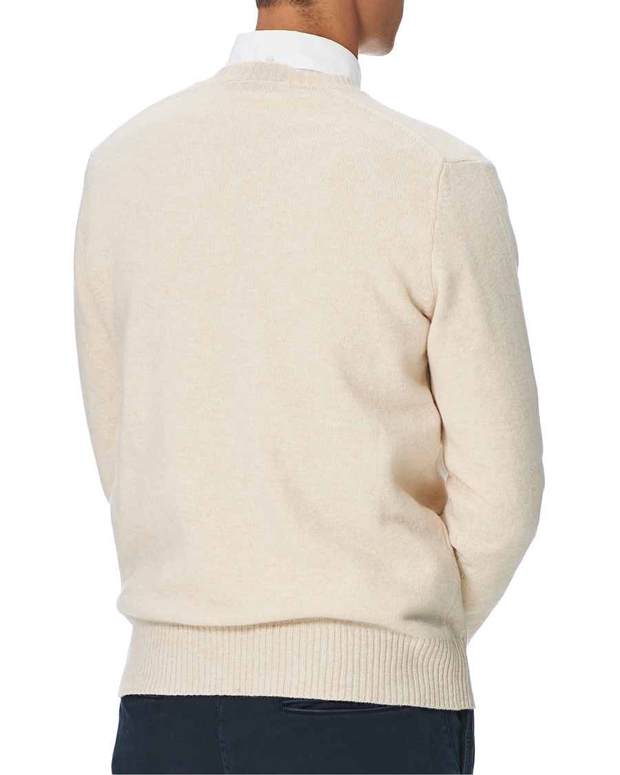 Homme | Pulls Et Tricots | Oscar Jacobson | Lionel Heavy Wool V-Neck Creme
