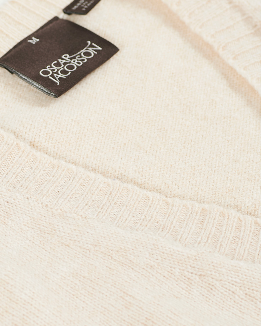 Homme | Pulls Et Tricots | Oscar Jacobson | Lionel Heavy Wool V-Neck Creme