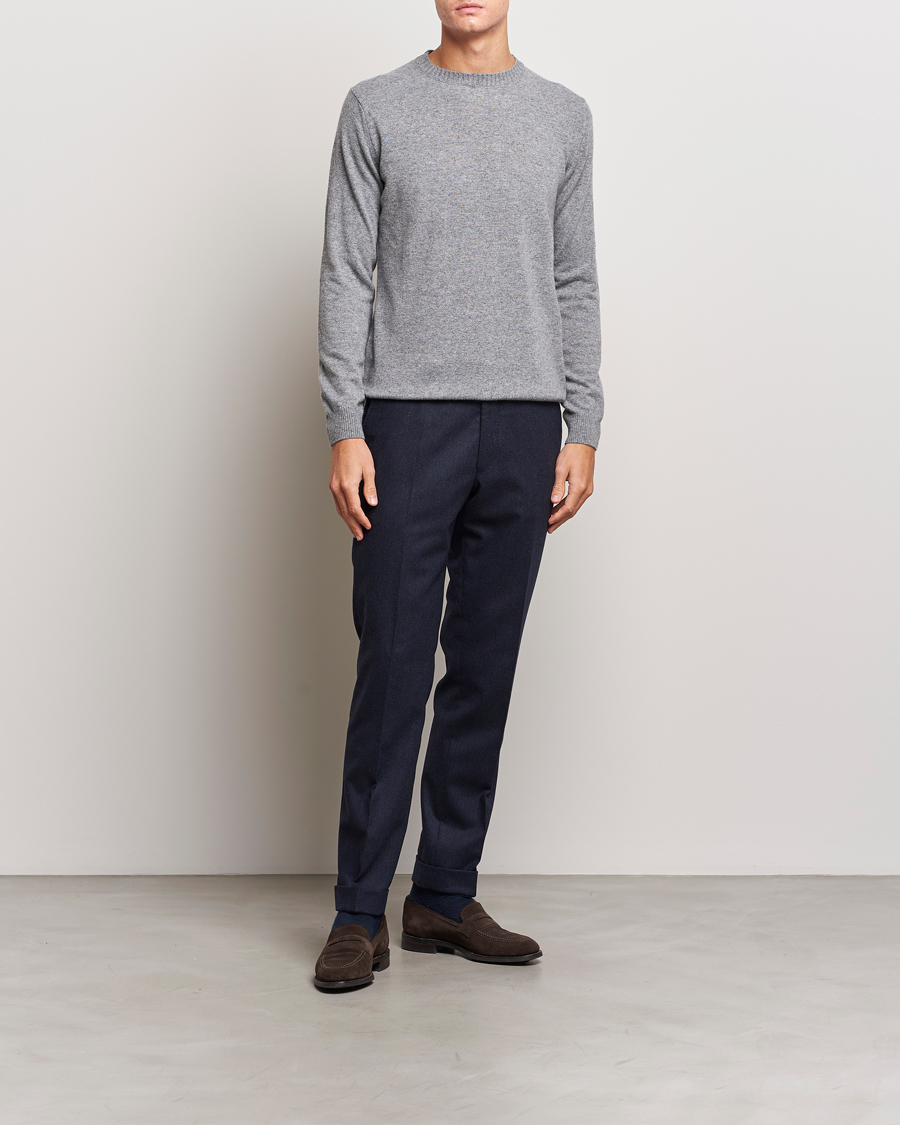 Homme | Pulls Et Tricots | Oscar Jacobson | Valter Wool/Cashmere Round Neck Light Grey