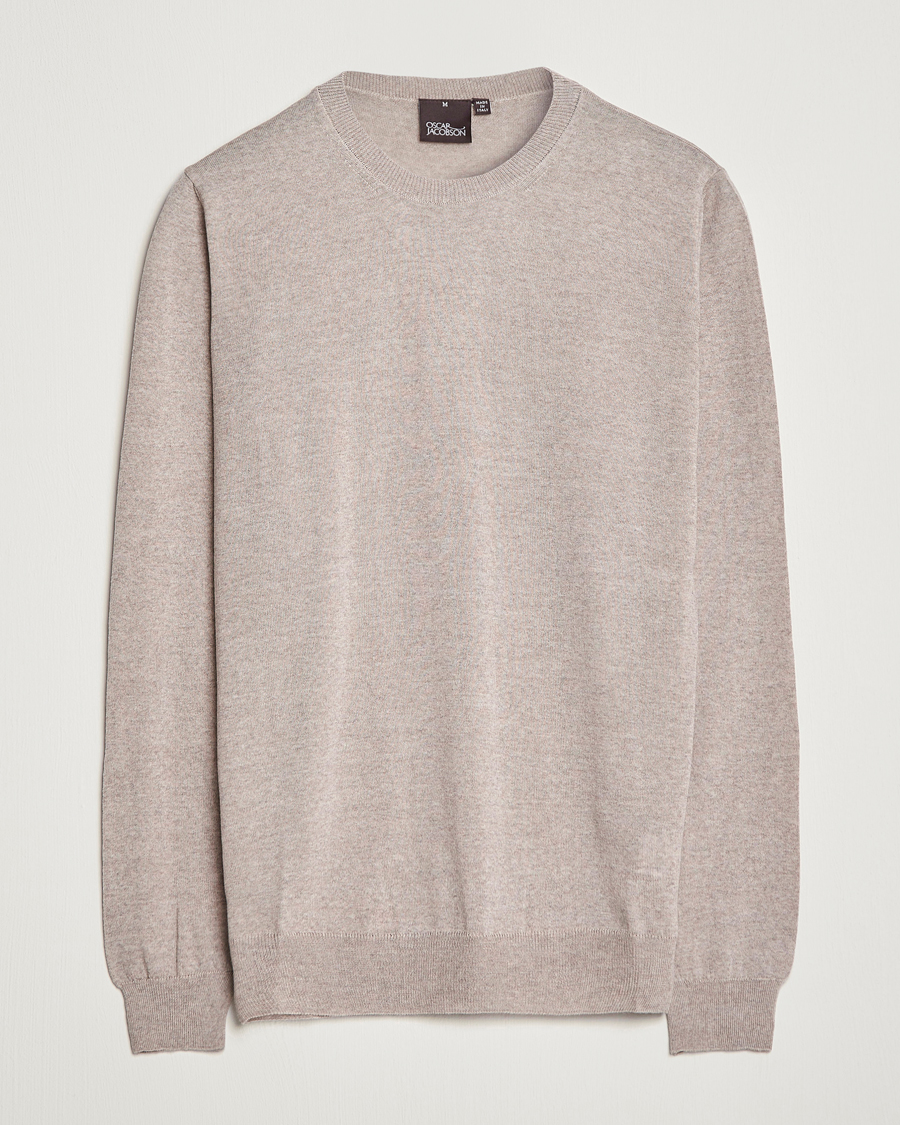 Homme | Pulls Et Tricots | Oscar Jacobson | Custer Extra Fine Merino Crew Neck Beige