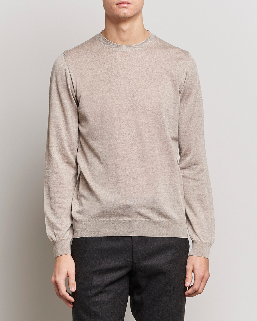 Homme | Pulls Et Tricots | Oscar Jacobson | Custer Extra Fine Merino Crew Neck Beige