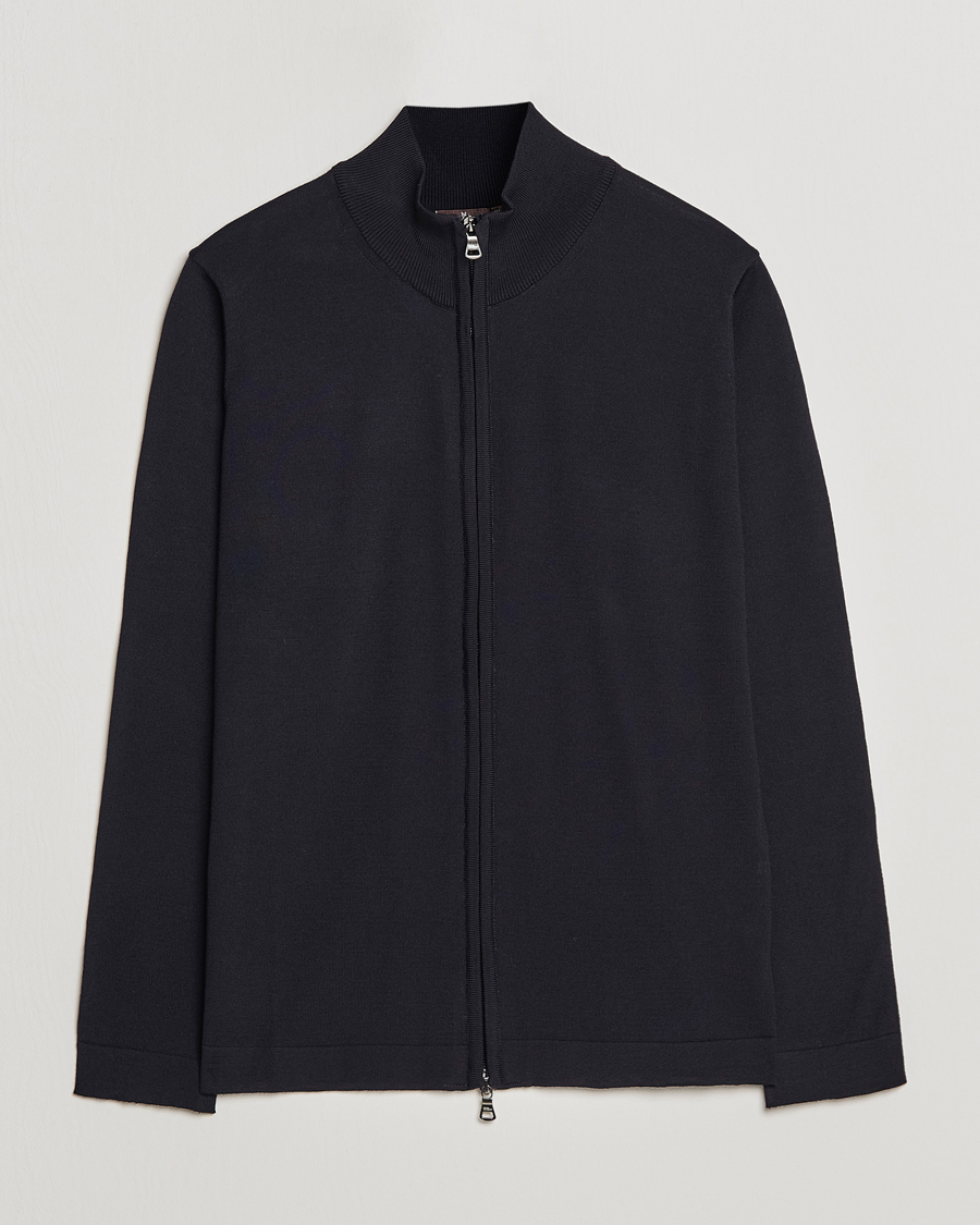 Homme | Pulls Et Tricots | Oscar Jacobson | Ariel Extra Fine Merino Full Zip Navy