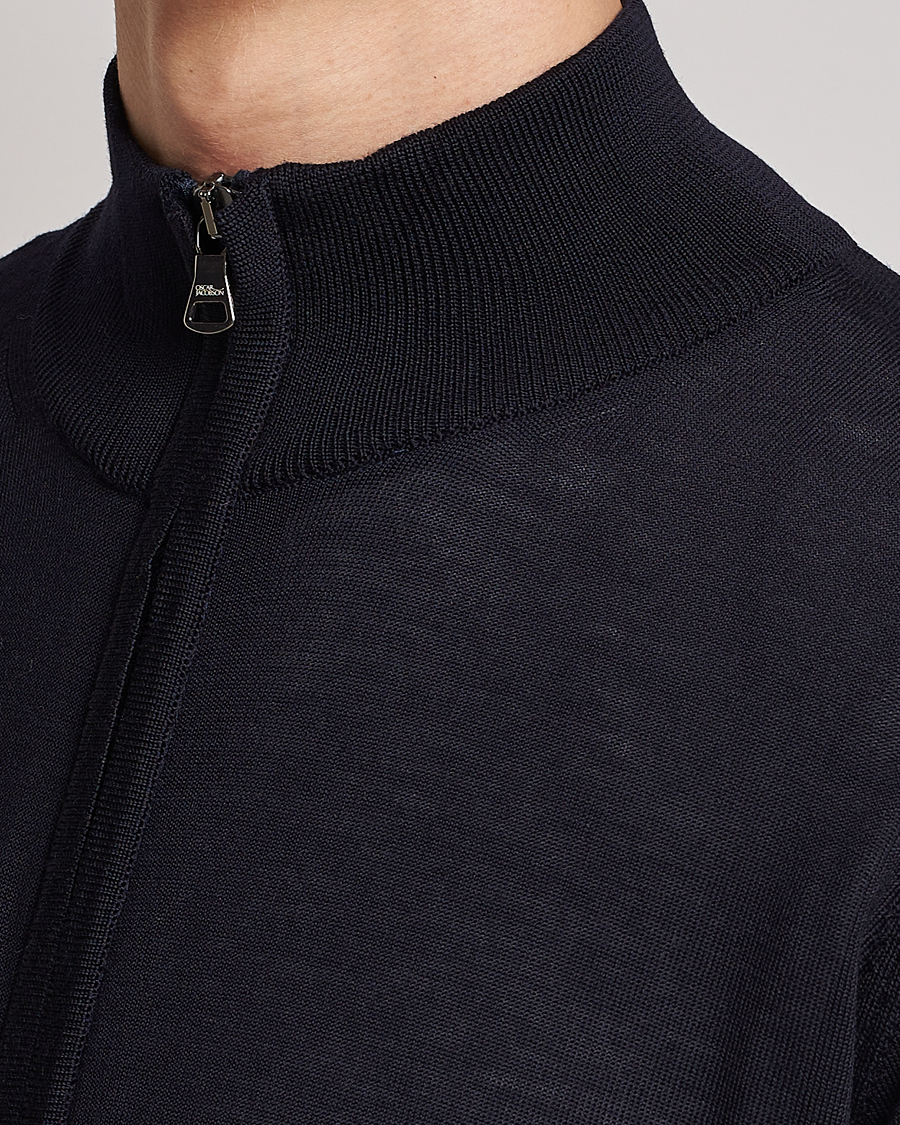 Homme | Pulls Et Tricots | Oscar Jacobson | Ariel Extra Fine Merino Full Zip Navy