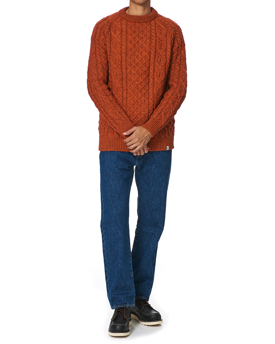 Homme | Pulls Et Tricots | Peregrine | Hudson Wool Aran Knitted Jumper Orange