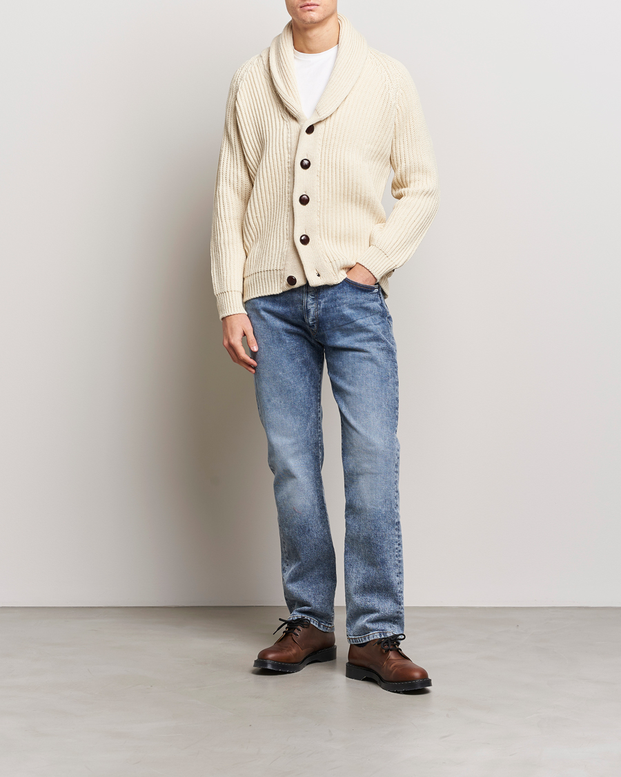 Homme | Pulls Et Tricots | Peregrine | Wilkinson Ribbed Wool Cardigan Ecru