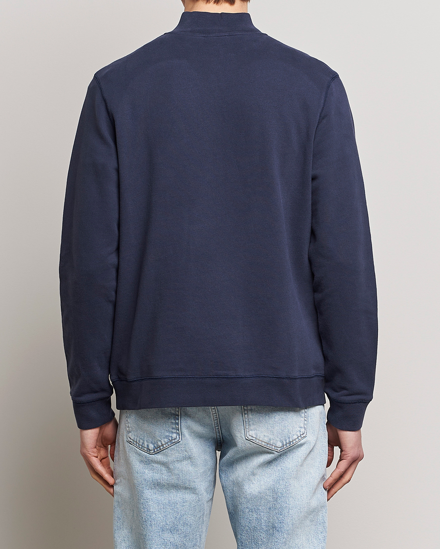 Heren | Truien | Sunspel | Loopback Half Zip Sweatshirt Navy
