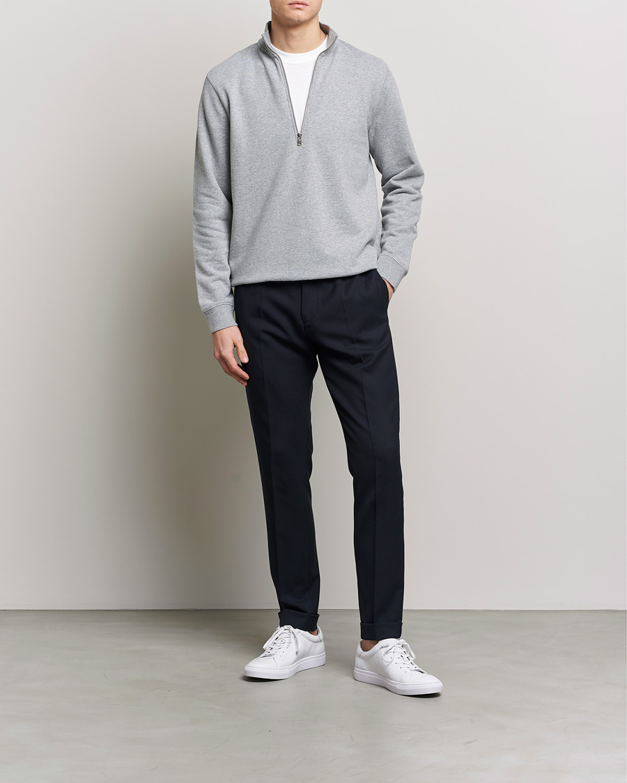 Homme | Pulls Et Tricots | Sunspel | Loopback Half Zip Grey Melange