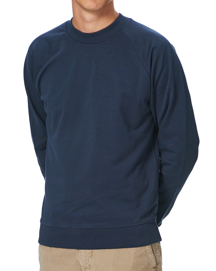 Heren | Truien | Sunspel | Sea Island Cotton Loopback Raglan Sweatshirt Navy