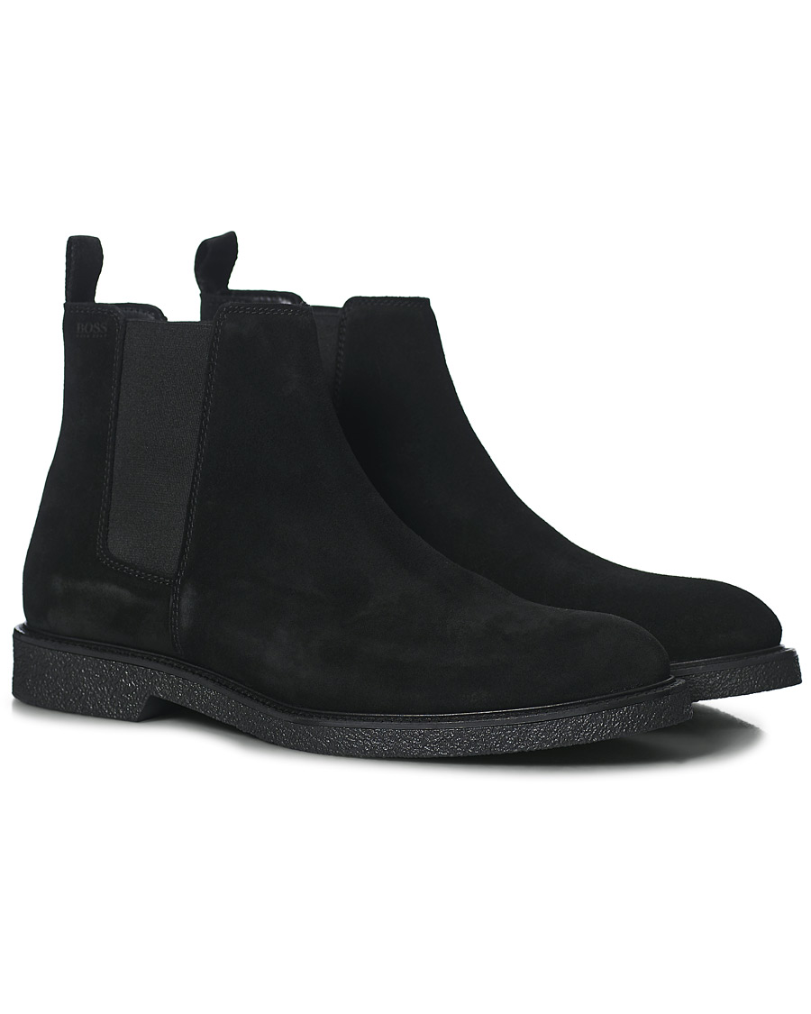 Homme | BOSS Tunley Suede Chelsea Boots Black | BOSS BLACK | BOSS Tunley Suede Chelsea Boots Black