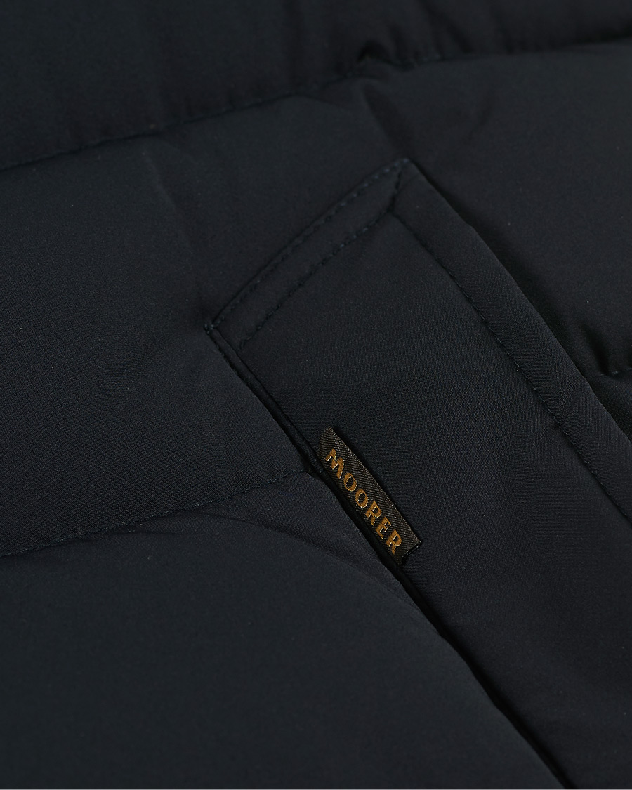 Heren | Jassen | MooRER | Double Breasted Stretch Nylon Hood Coat Navy