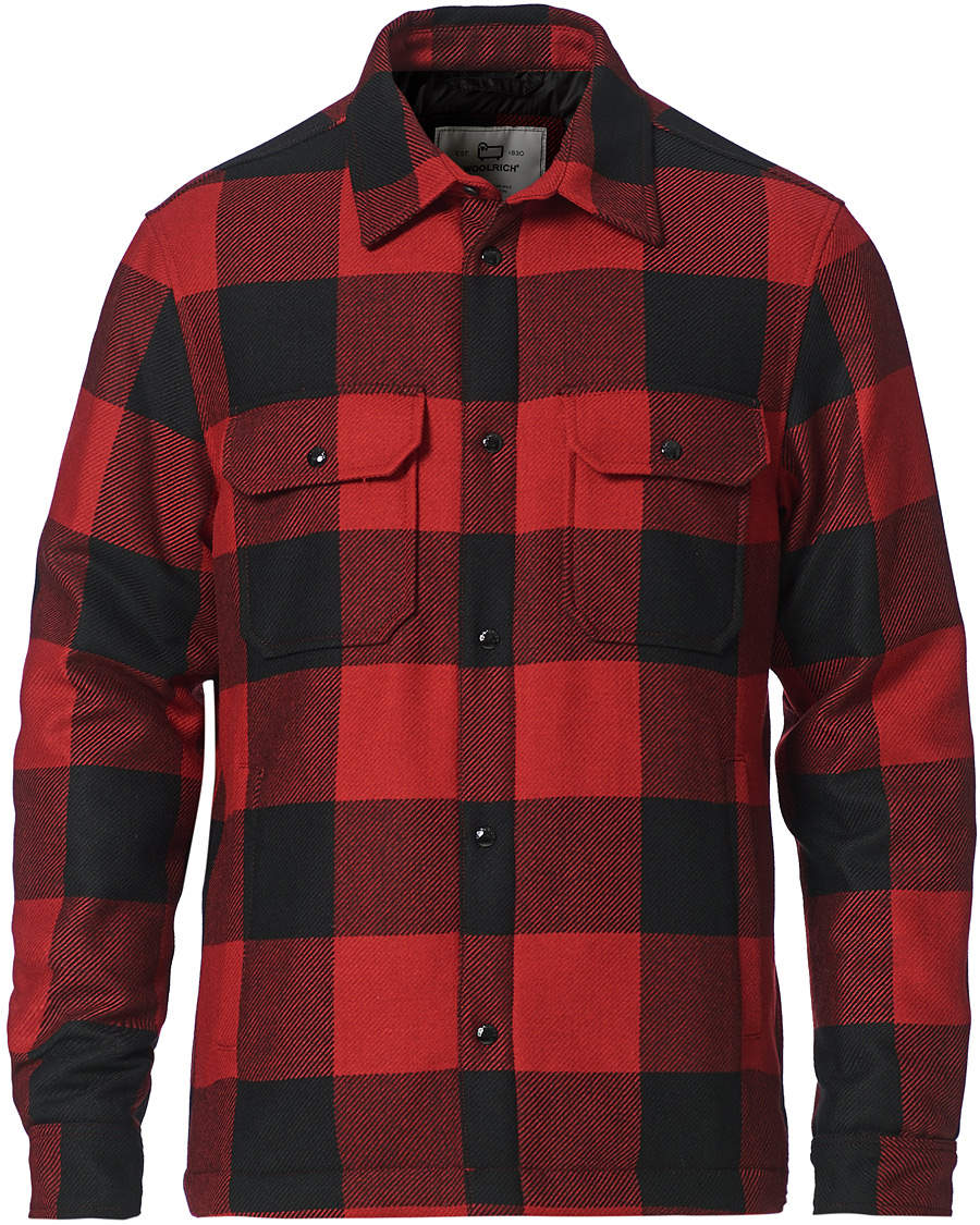 Homme | Chemises | Woolrich | Alaskan Wool Padded Check Overshirt Red Buffalo
