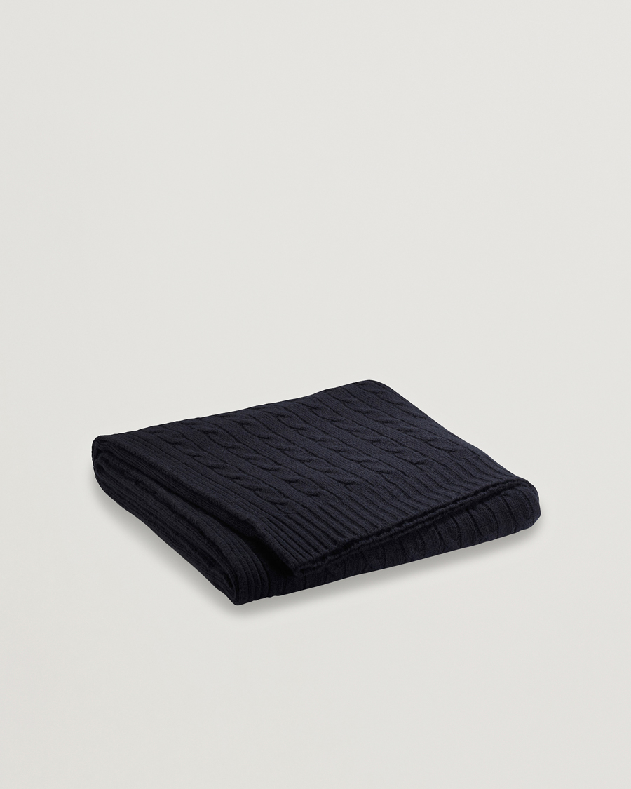 Heren | Thuis | Ralph Lauren Home | Cable Knitted Cashmere Throw Midnight Black