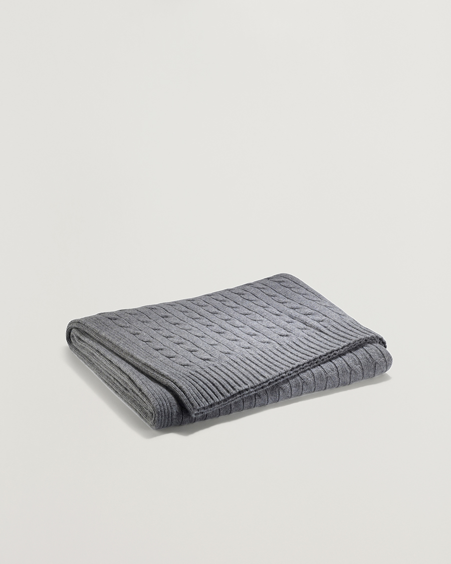 Homme | | Ralph Lauren Home | Cable Knitted Cashmere Throw Heather Grey