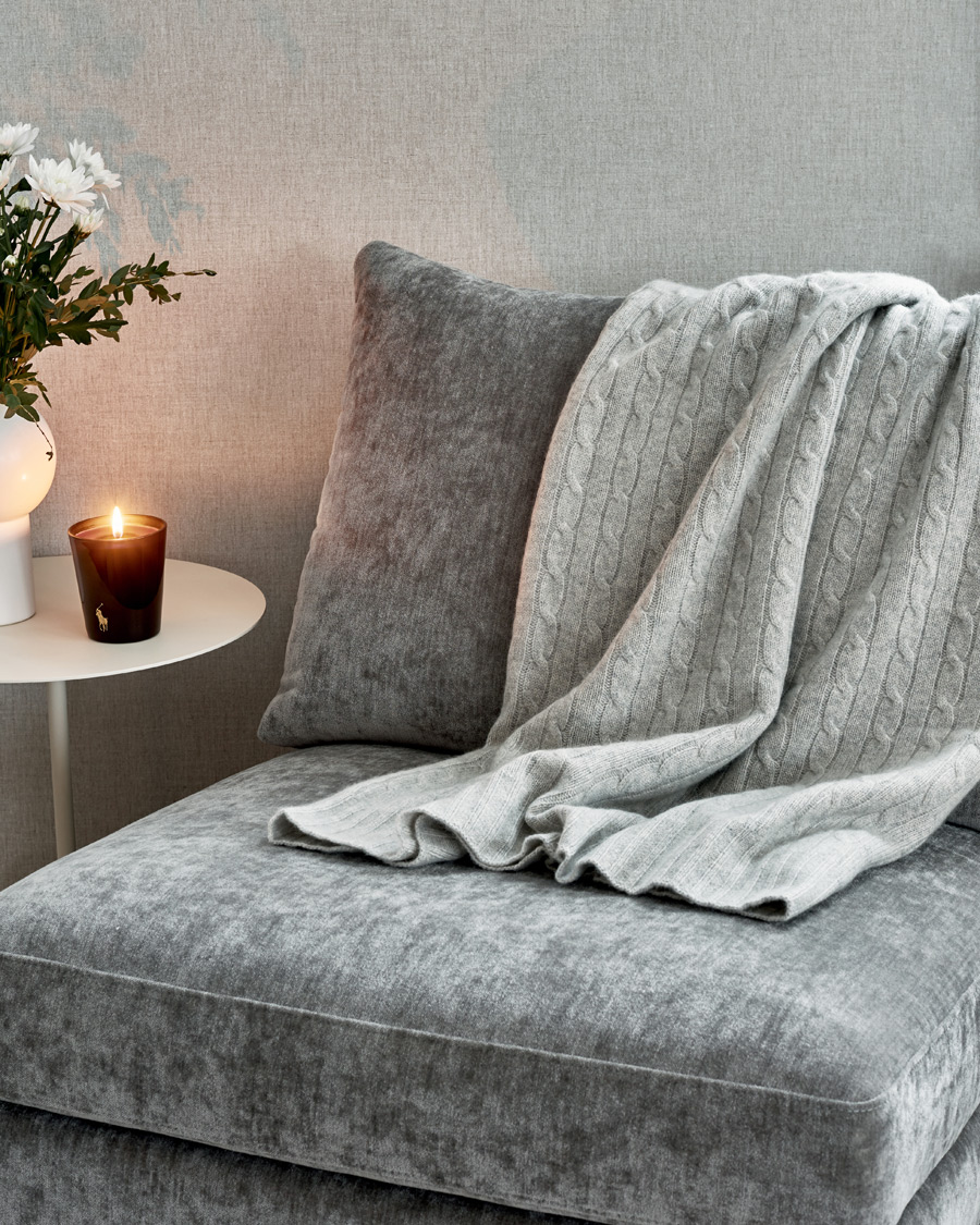 Homme | | Ralph Lauren Home | Cable Knitted Cashmere Throw Heather Grey