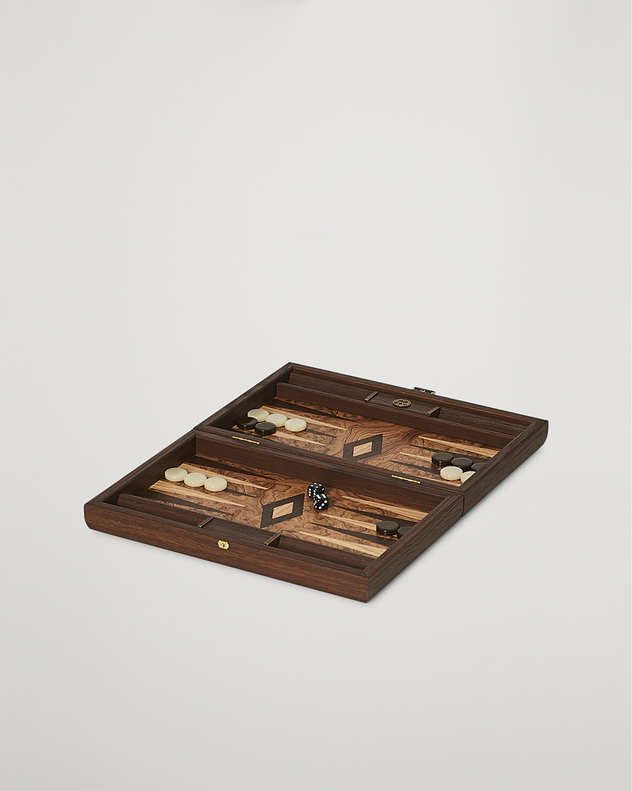 Heren | Spellen | Manopoulos | Walnut Burl Small Backgammon With Side Racks