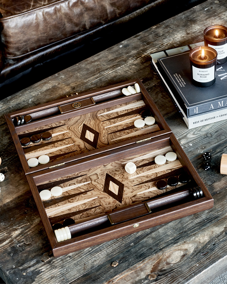 Heren | Spellen | Manopoulos | Walnut Burl Small Backgammon With Side Racks