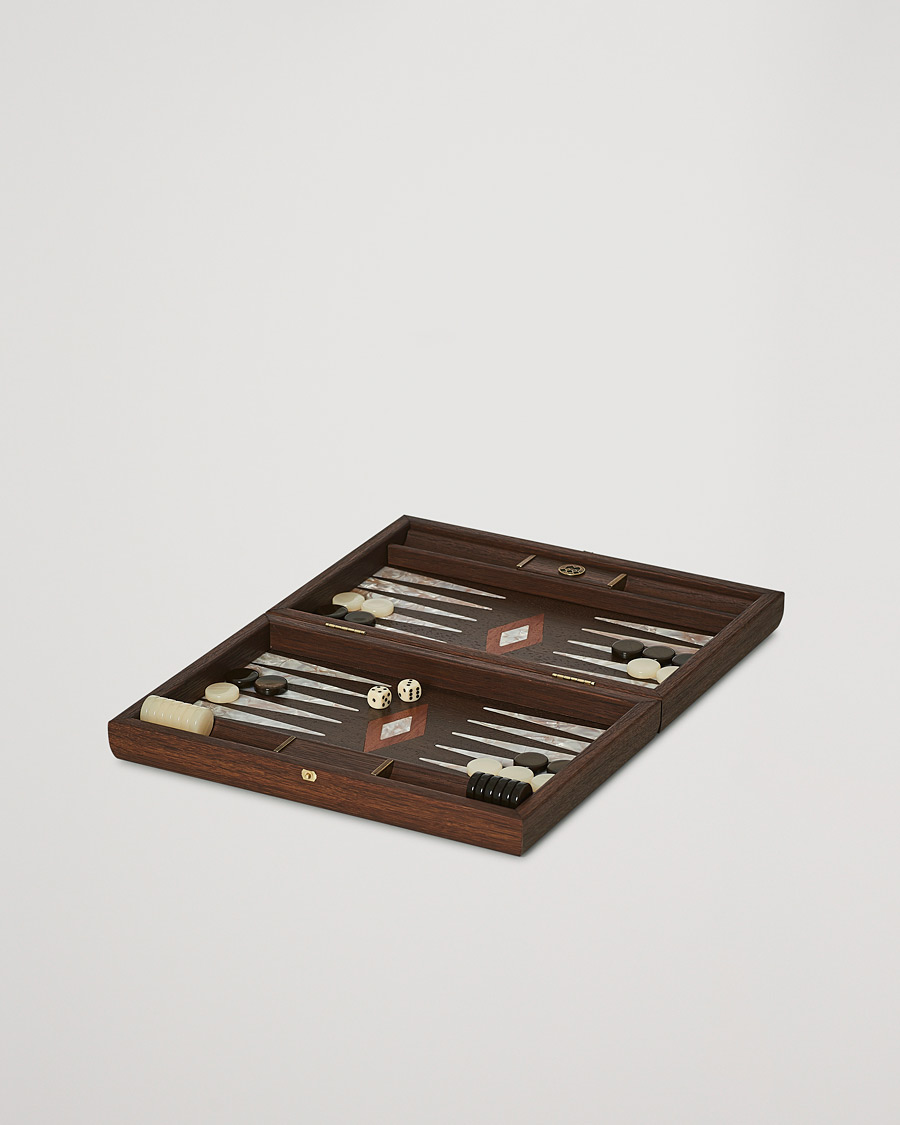 Homme | Pour Les Connaisseurs | Manopoulos | Natural Burl Small Backgammon With Side Racks