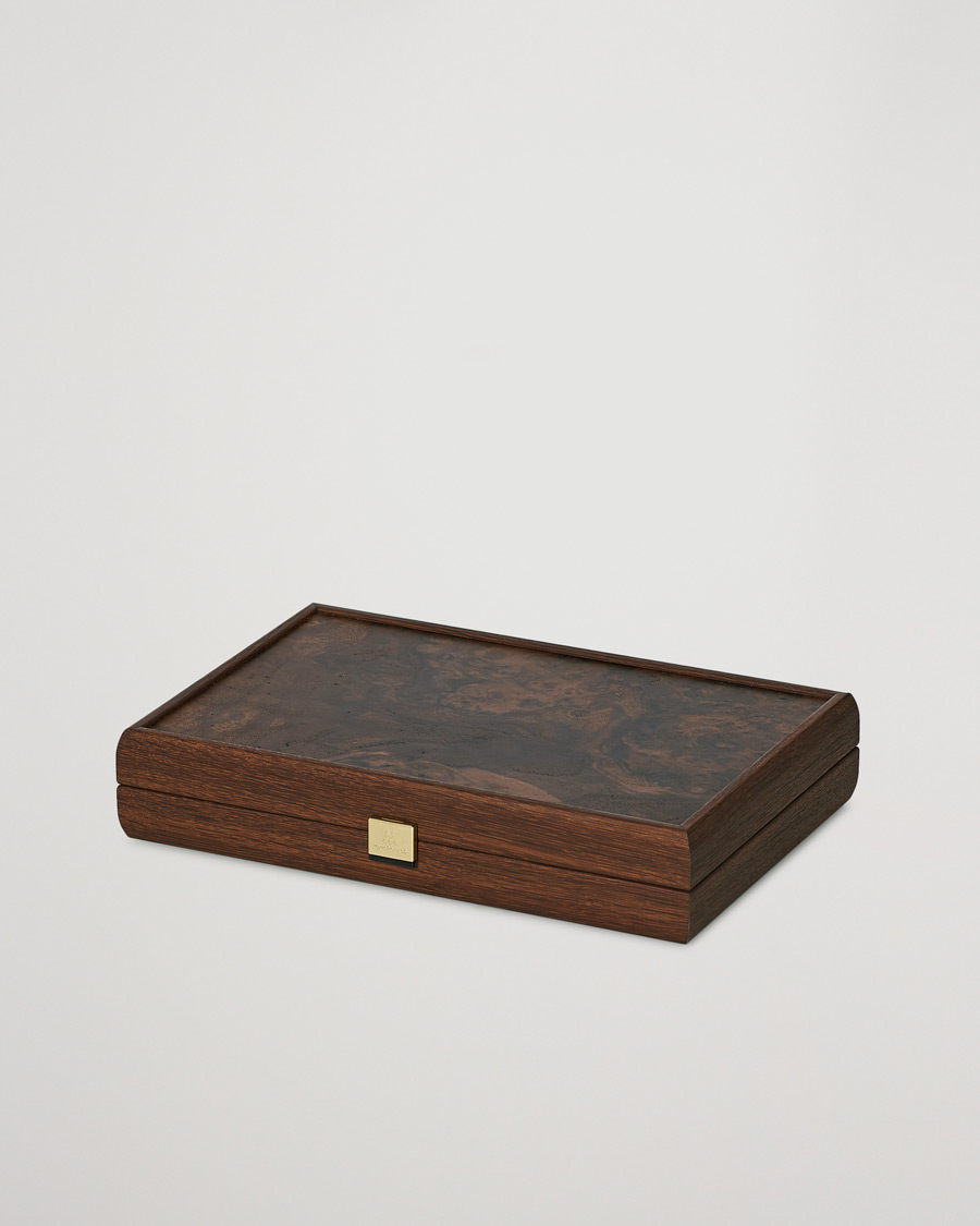 Homme | Pour Les Connaisseurs | Manopoulos | Natural Burl Small Backgammon With Side Racks
