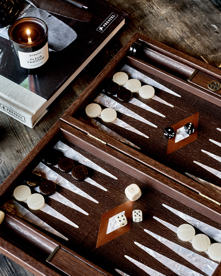 Homme | Pour Les Connaisseurs | Manopoulos | Natural Burl Small Backgammon With Side Racks