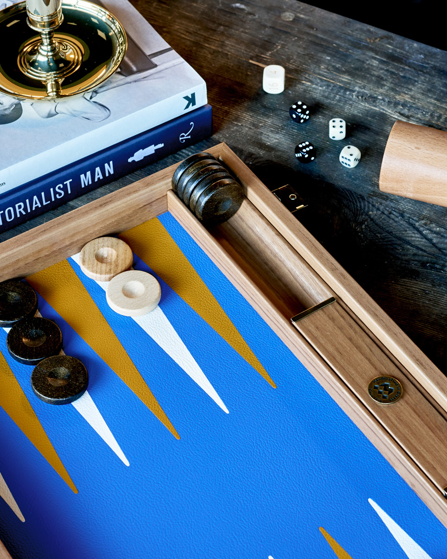 Homme | Jeux | Manopoulos | Walnut Royal Blue Large Backgammon