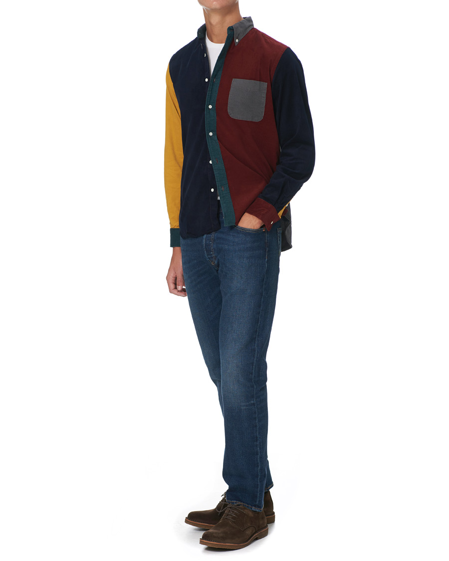 Homme | Chemises | BEAMS PLUS | Corduroy Patchwork Button Down Shirt Grey