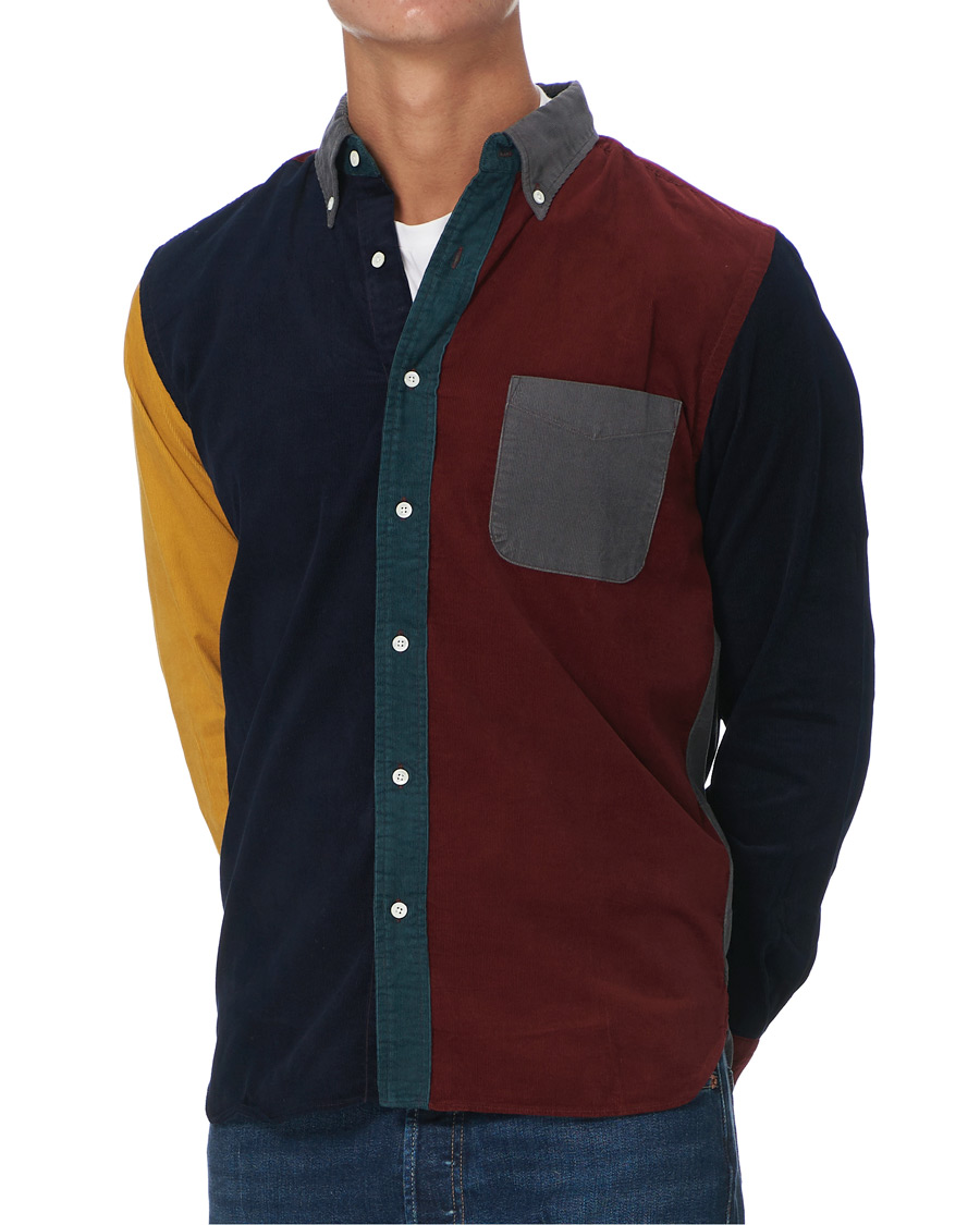 Homme | Chemises | BEAMS PLUS | Corduroy Patchwork Button Down Shirt Grey