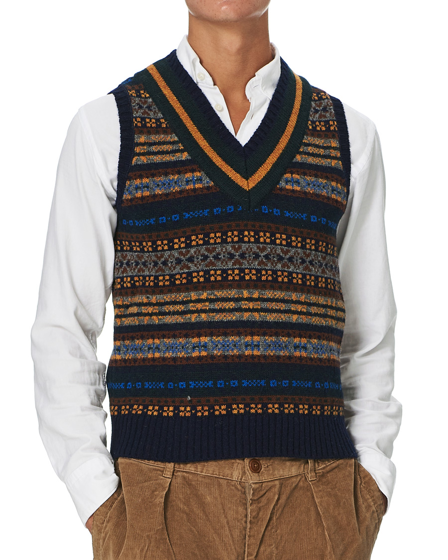 Homme | Pulls Et Tricots | BEAMS PLUS | Fairisle Crickett Vest Navy