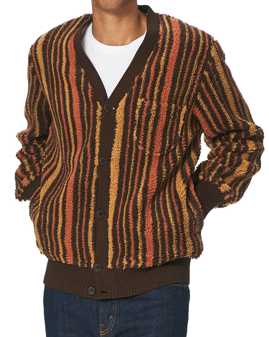Homme | Pulls Et Tricots | BEAMS PLUS | Striped Fleece Cardigan Brown