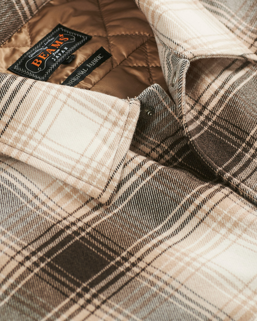 Homme | Manteaux Et Vestes | BEAMS PLUS | Quilted Open Collar Jacket Brown Check