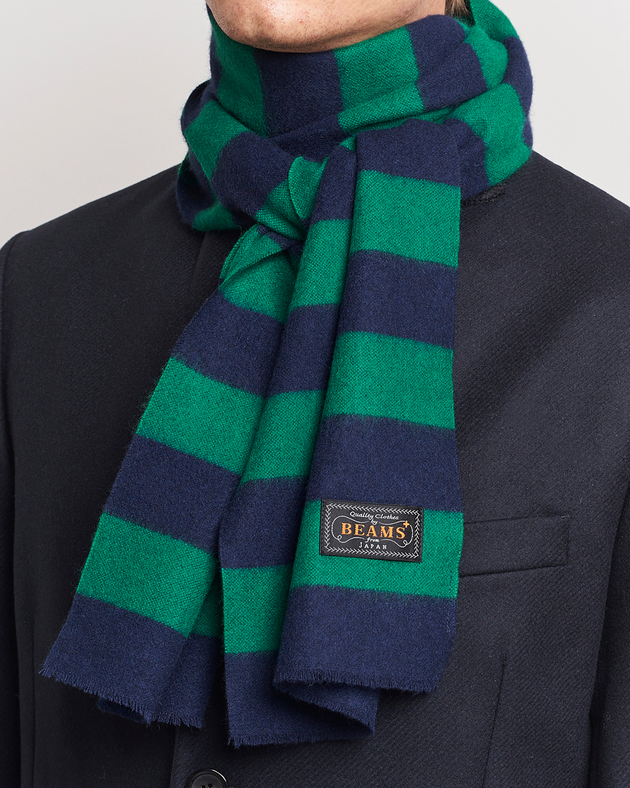 Homme | BEAMS PLUS Cashmere Stripe Scarf Green/Navy | BEAMS PLUS | Cashmere Stripe Scarf Green/Navy
