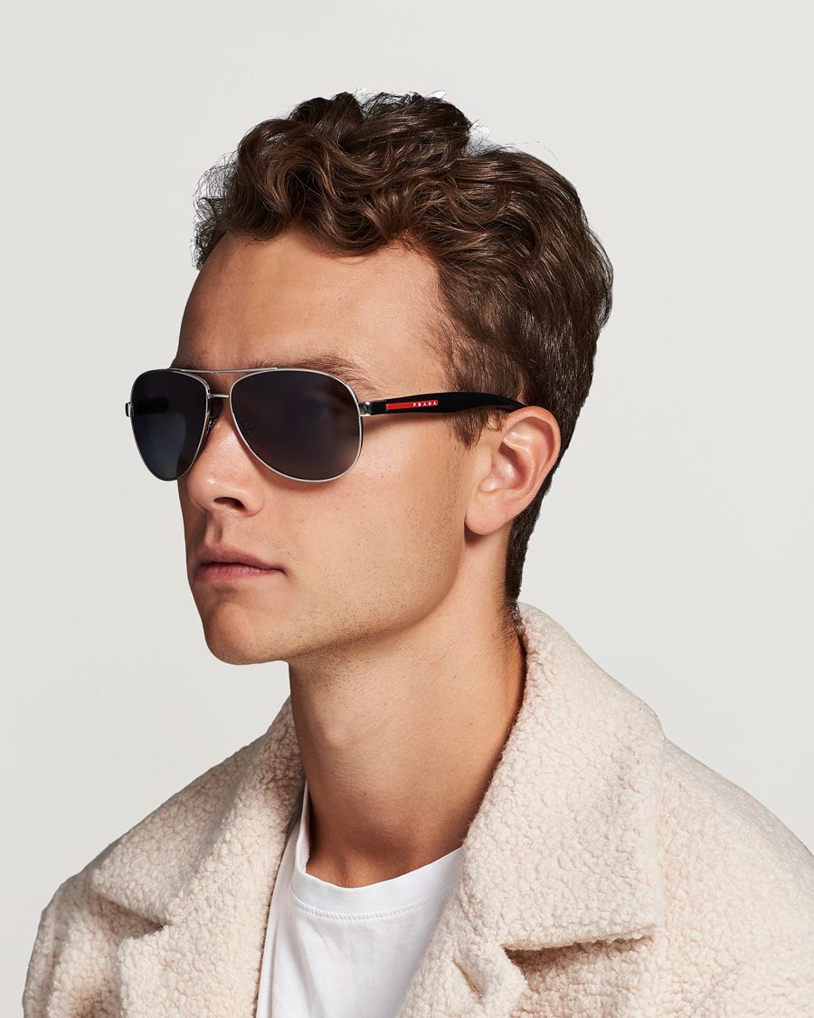 Homme | Prada Linea Rossa 0PS 53PS Polarized Sunglasses Silver | Prada Linea Rossa | 0PS 53PS Polarized Sunglasses Silver