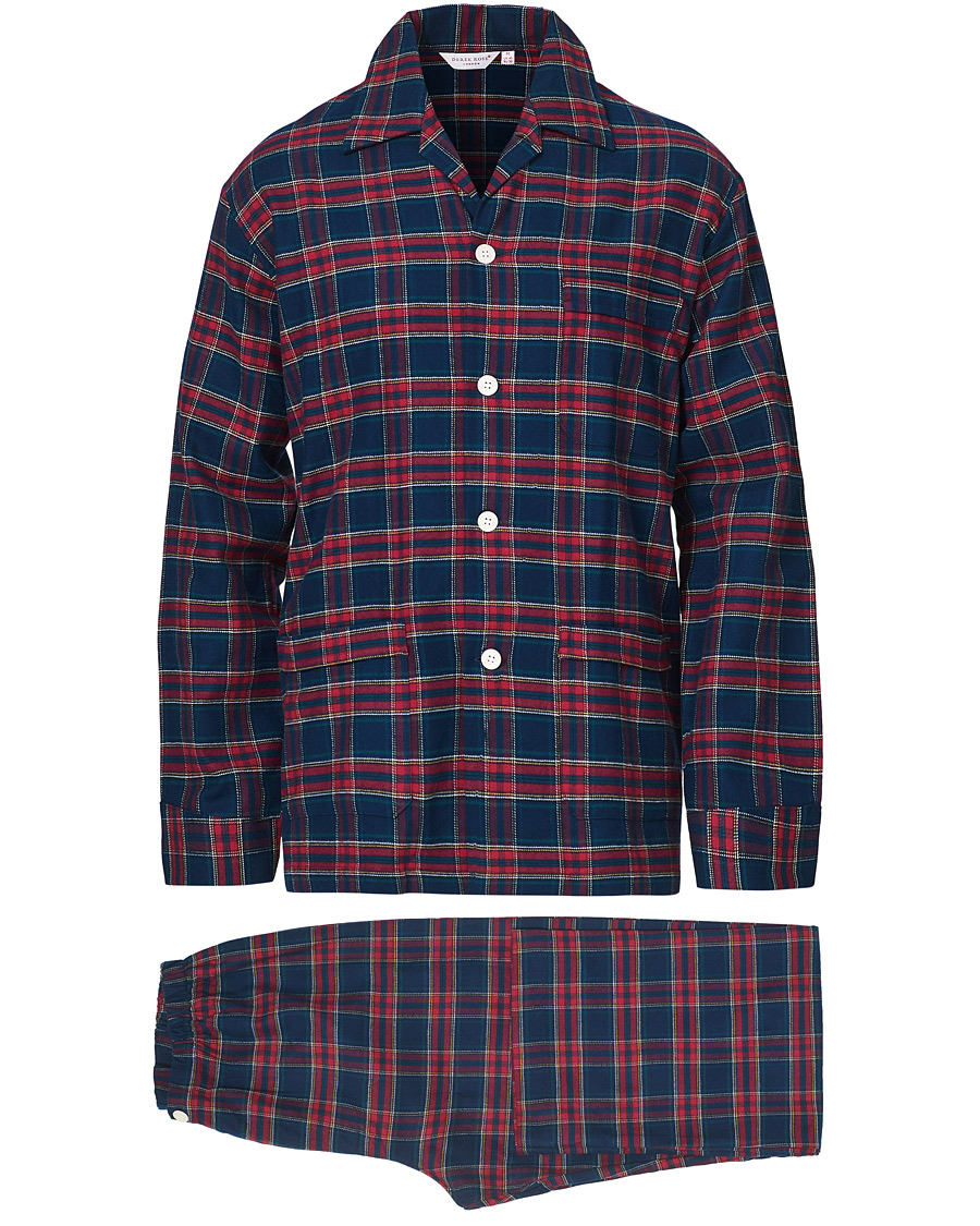 Homme | | Derek Rose | Brushed Cotton Flannel Checked Pyjama Set Multi