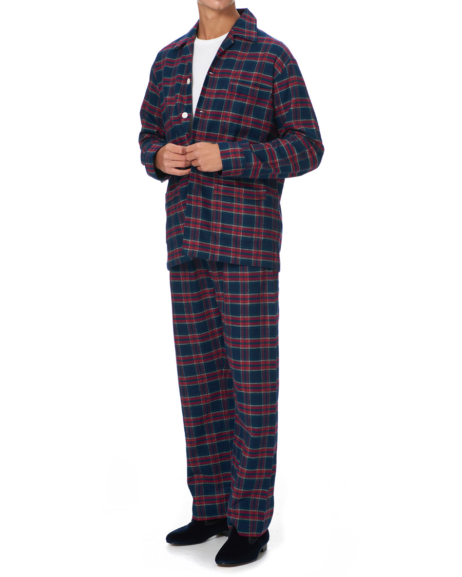 Homme | | Derek Rose | Brushed Cotton Flannel Checked Pyjama Set Multi