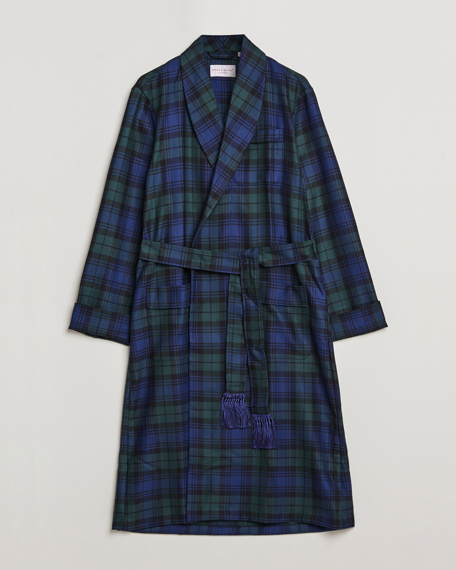 Homme | Peignoirs Et Pyjamas | Derek Rose | Wool Tartan Dressing Gown Blackwatch
