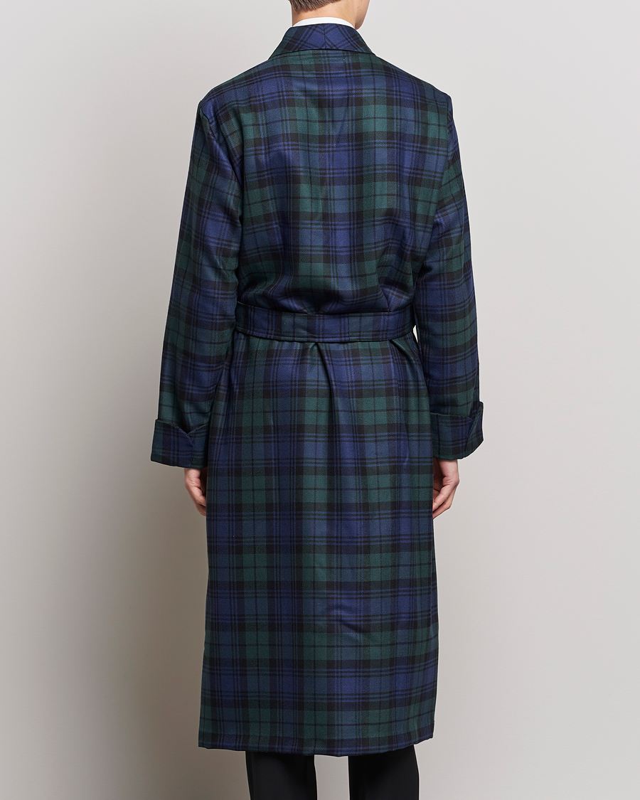 Homme | Peignoirs Et Pyjamas | Derek Rose | Wool Tartan Dressing Gown Blackwatch