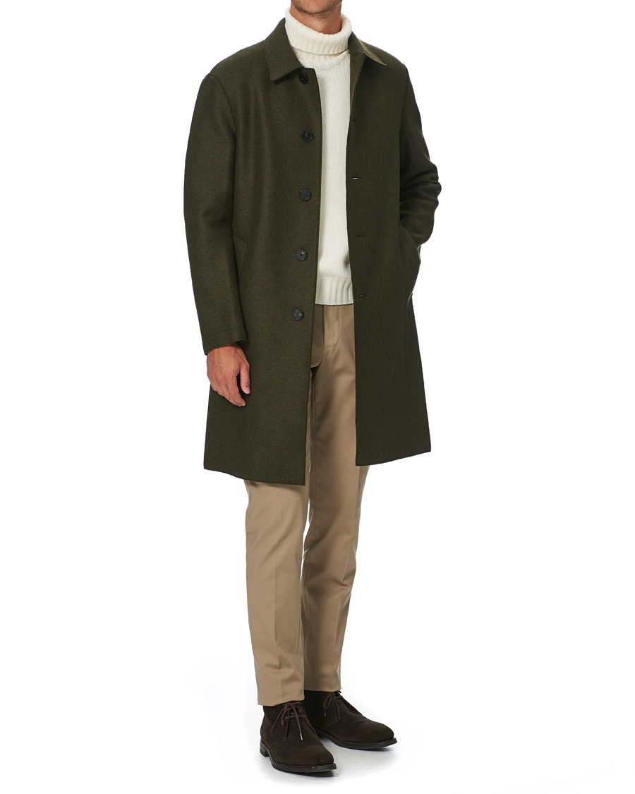 Homme | Manteaux Et Vestes | Harris Wharf London | Pressed Wool Mac Coat Moss Green