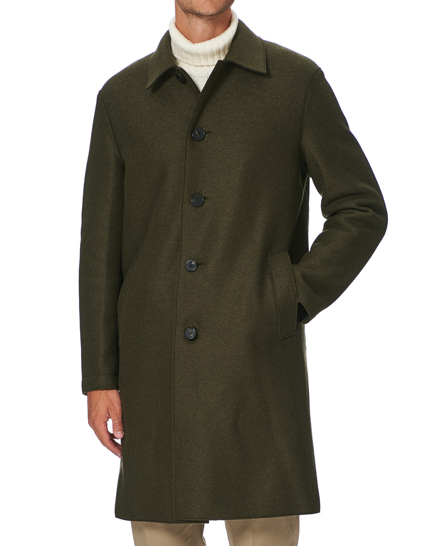Homme | Manteaux Et Vestes | Harris Wharf London | Pressed Wool Mac Coat Moss Green