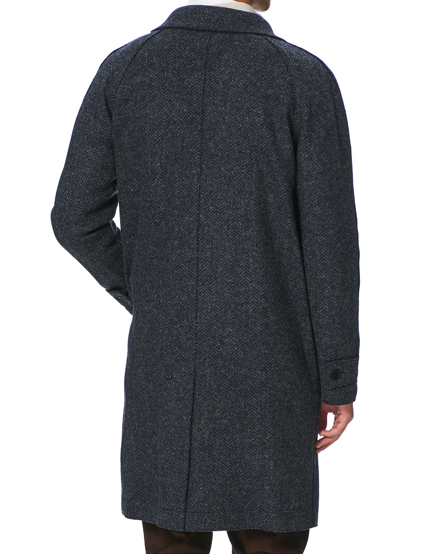 Homme | Manteaux Et Vestes | Harris Wharf London | Herringbone Fly Front Raglan Coat Grey Blue