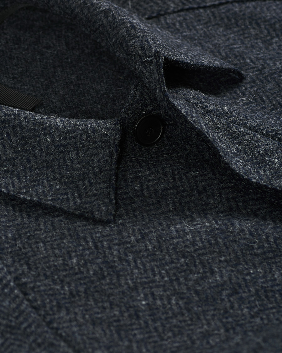 Homme | Manteaux Et Vestes | Harris Wharf London | Herringbone Fly Front Raglan Coat Grey Blue
