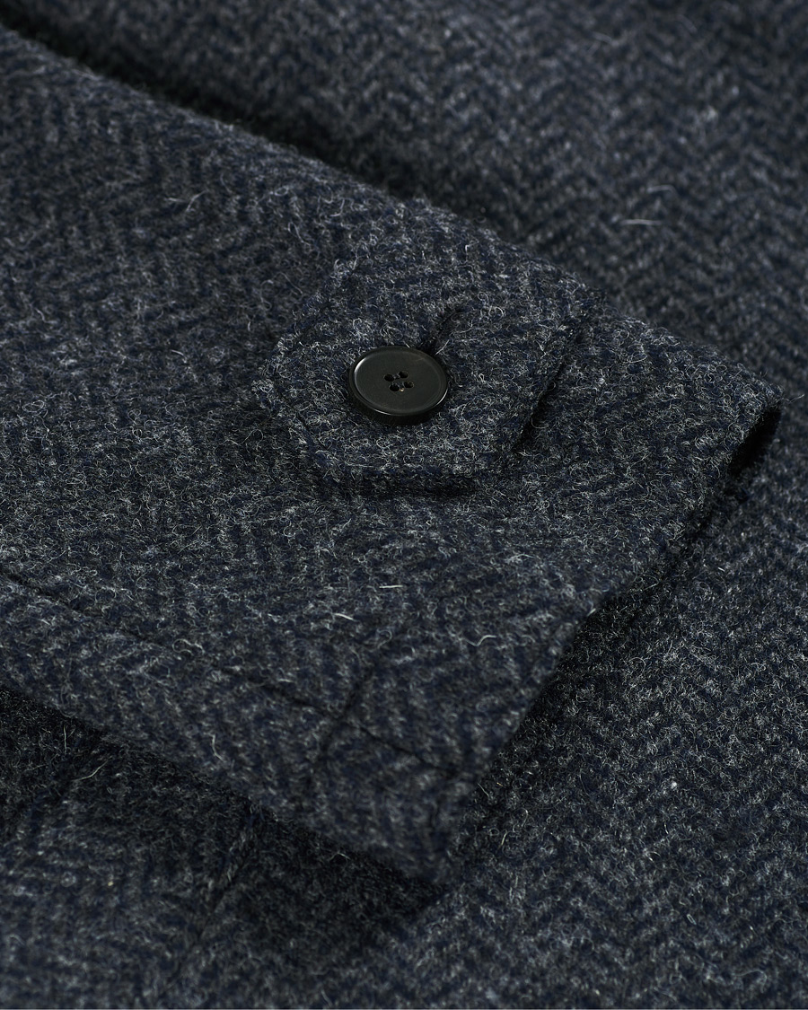 Homme | Manteaux Et Vestes | Harris Wharf London | Herringbone Fly Front Raglan Coat Grey Blue