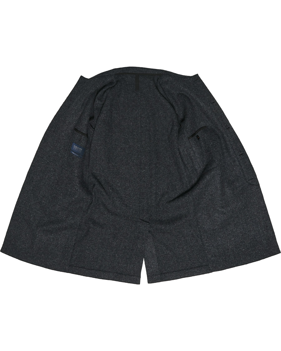 Homme | Manteaux Et Vestes | Harris Wharf London | Herringbone Fly Front Raglan Coat Grey Blue