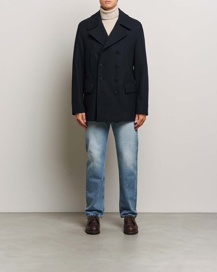 Heren | Jassen | Gloverall | Churchill Reefer Peacoat Navy