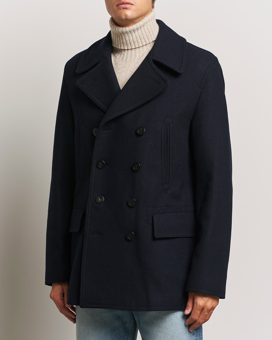 Heren | Jassen | Gloverall | Churchill Reefer Peacoat Navy