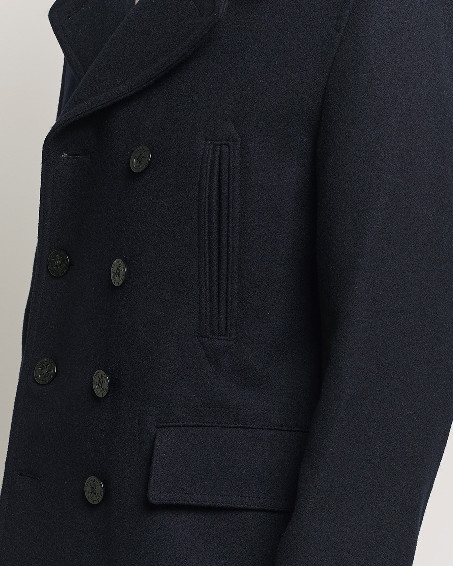 Heren | Jassen | Gloverall | Churchill Reefer Peacoat Navy