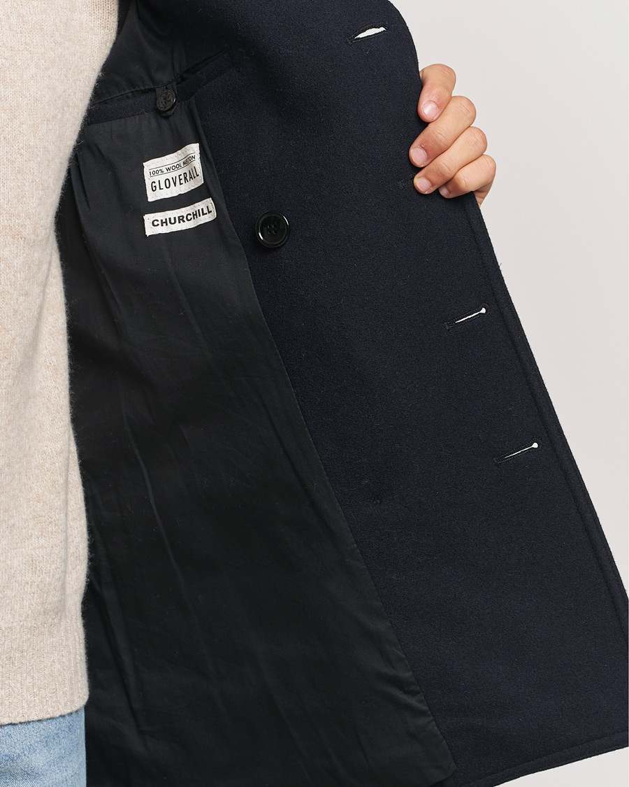 Heren | Jassen | Gloverall | Churchill Reefer Peacoat Navy