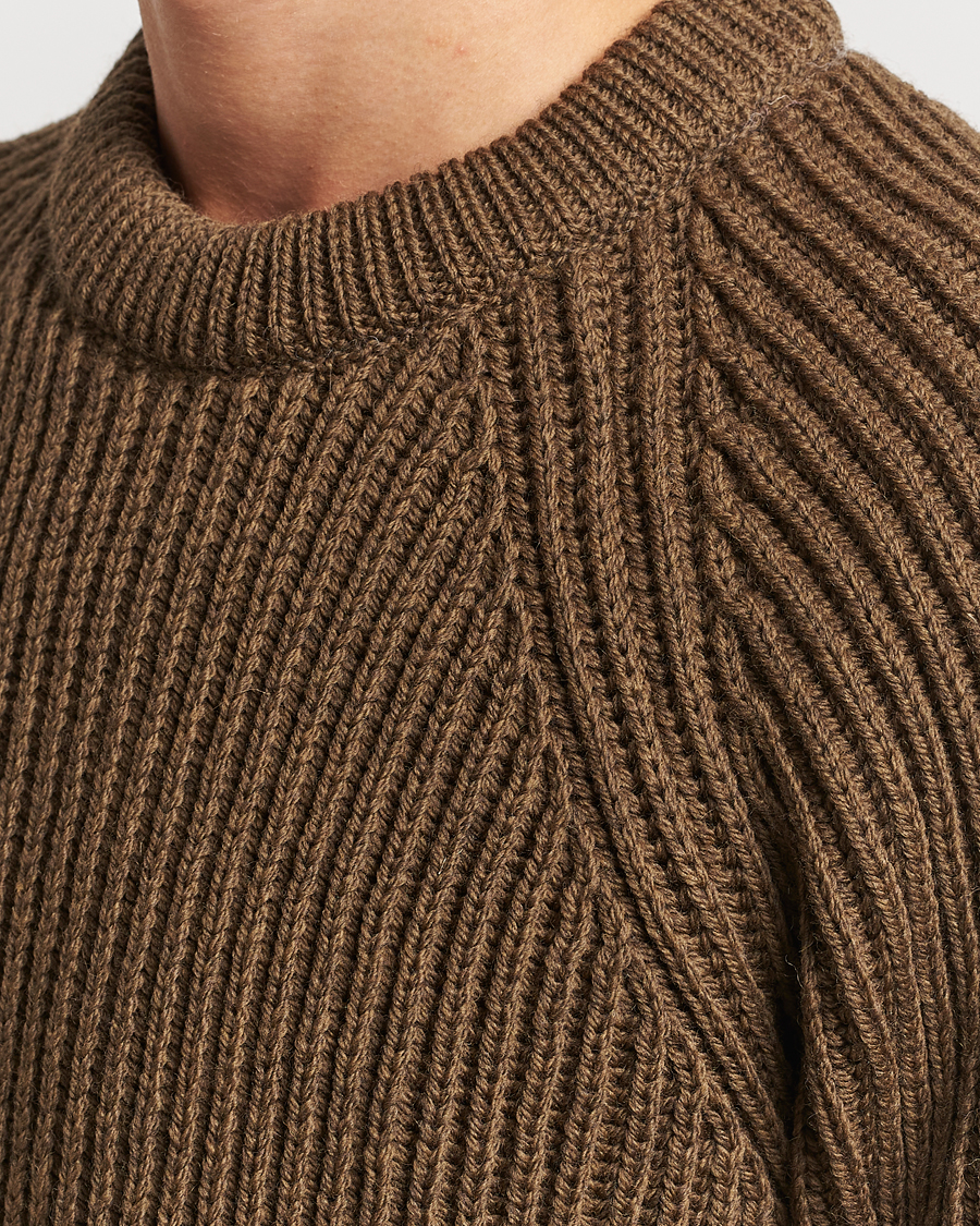 Homme | Pulls Et Tricots | Gloverall | Fisherman Rib Chunky Wool Crew Dark Green